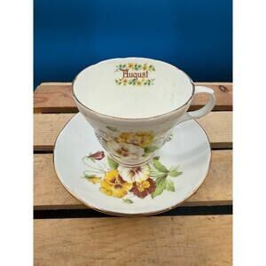 Vintage Sadler Bone China England August Pansy Tea Cup & Saucer Set
